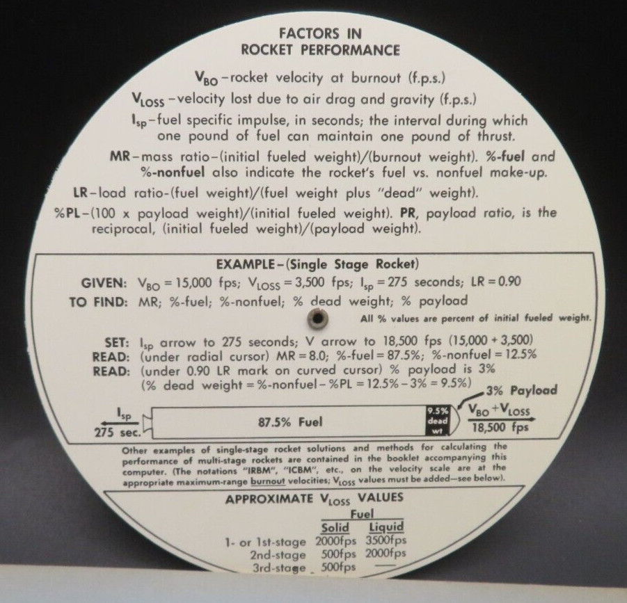 Vtg RAND Corp Rocket Performance Computer USAF Rocket Engineering Science 1958