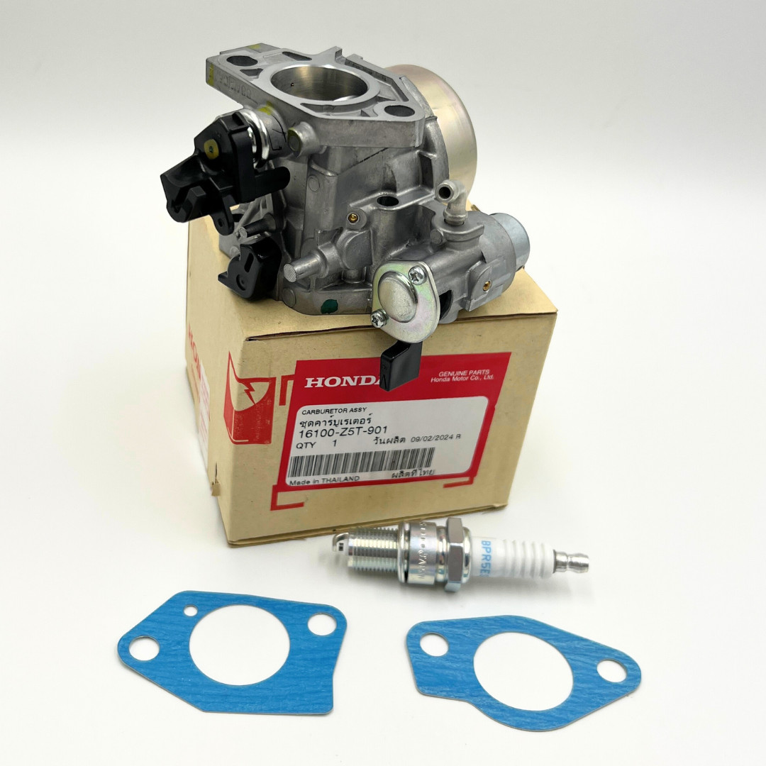 Genuine Honda 16100-Z5T-901 Carburetor kit w/ Gaskets & Spark Plug 98079-55846