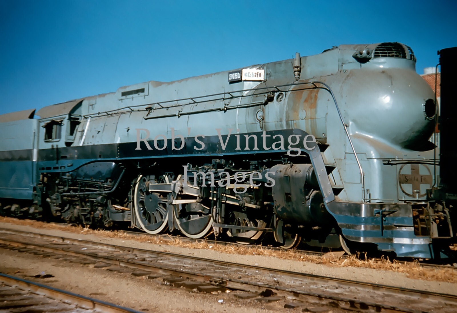 Santa Fe photo Blue Goose 3460 Stream LINE Steam Loco  " ATSF railroad train