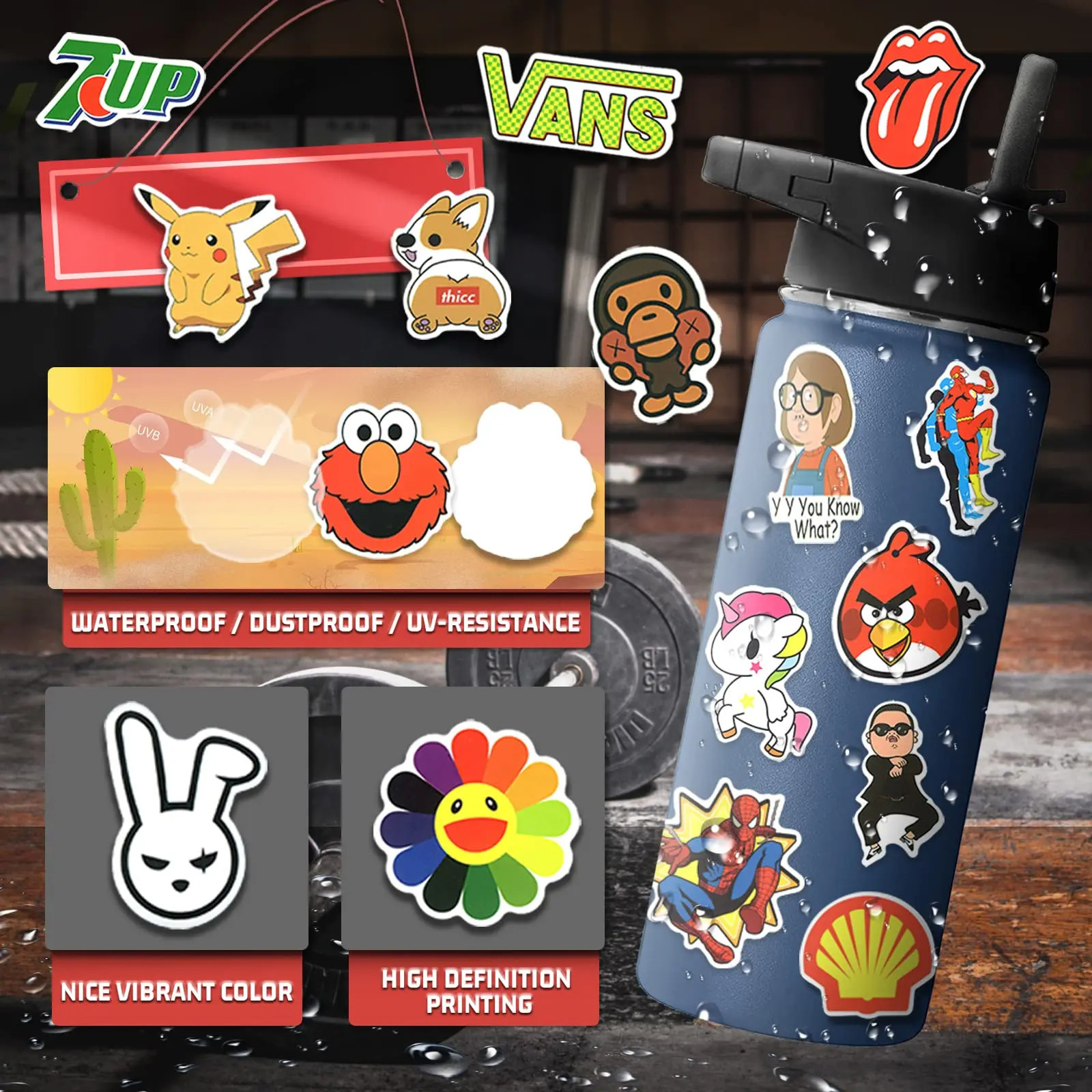 50pcs Waterproof Vinyl Stickers for Water Bottles, Laptops, Skateboard, Luggage