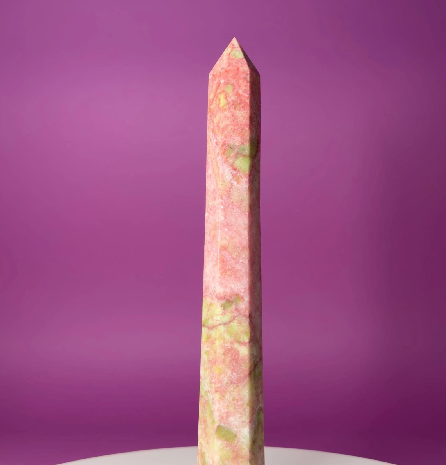 Thulite Tower 524g 10" Pink Crystal Tower Rare Norwegian Stone