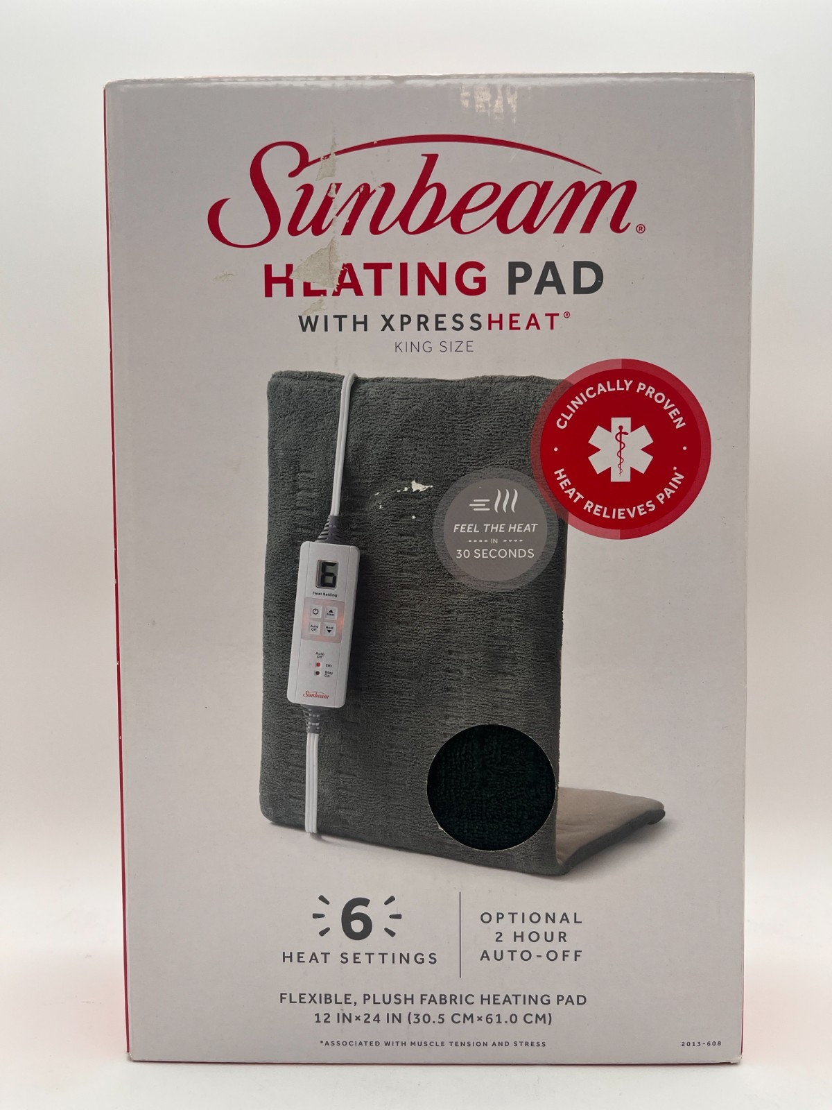 SUNBEAM HEATING PAD WITH XPRESS HEAT KING SIZE 12"x24" w/ 6 SETTINGS NEW MR 978