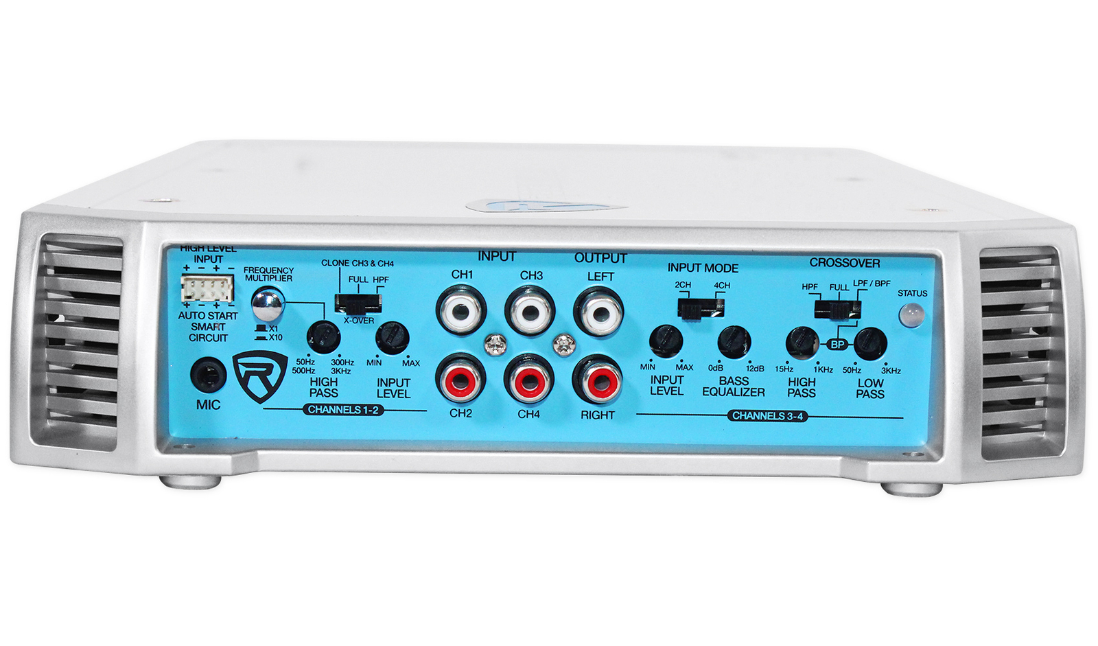 Rockville RXM-F3 1600 Watt Marine/Boat 4 Channel Amplifier Amp+PA Microphone