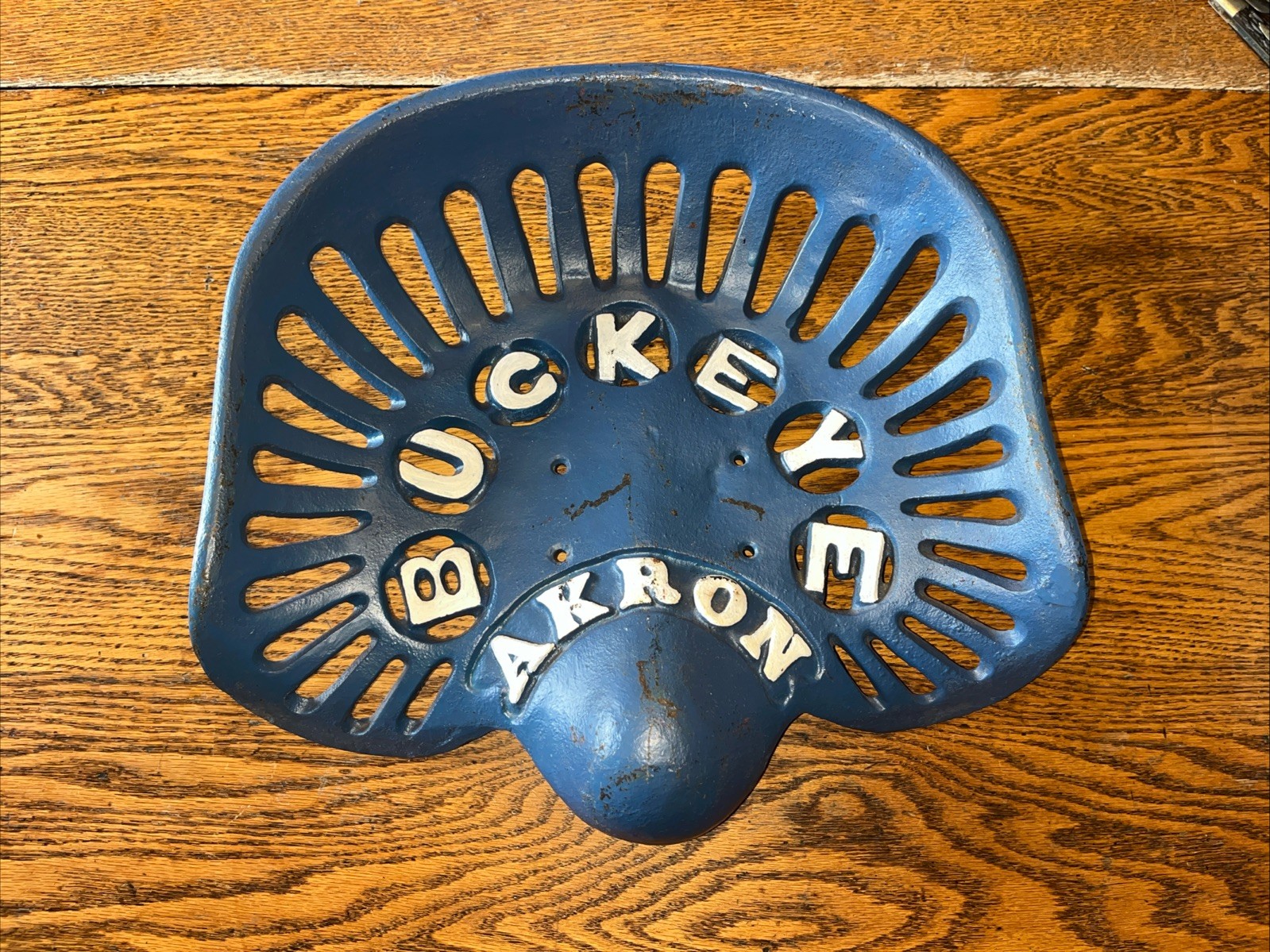 NO CRACKS Buckeye / Akron  Cast Iron Tractor Implement Seat  VINTAGE