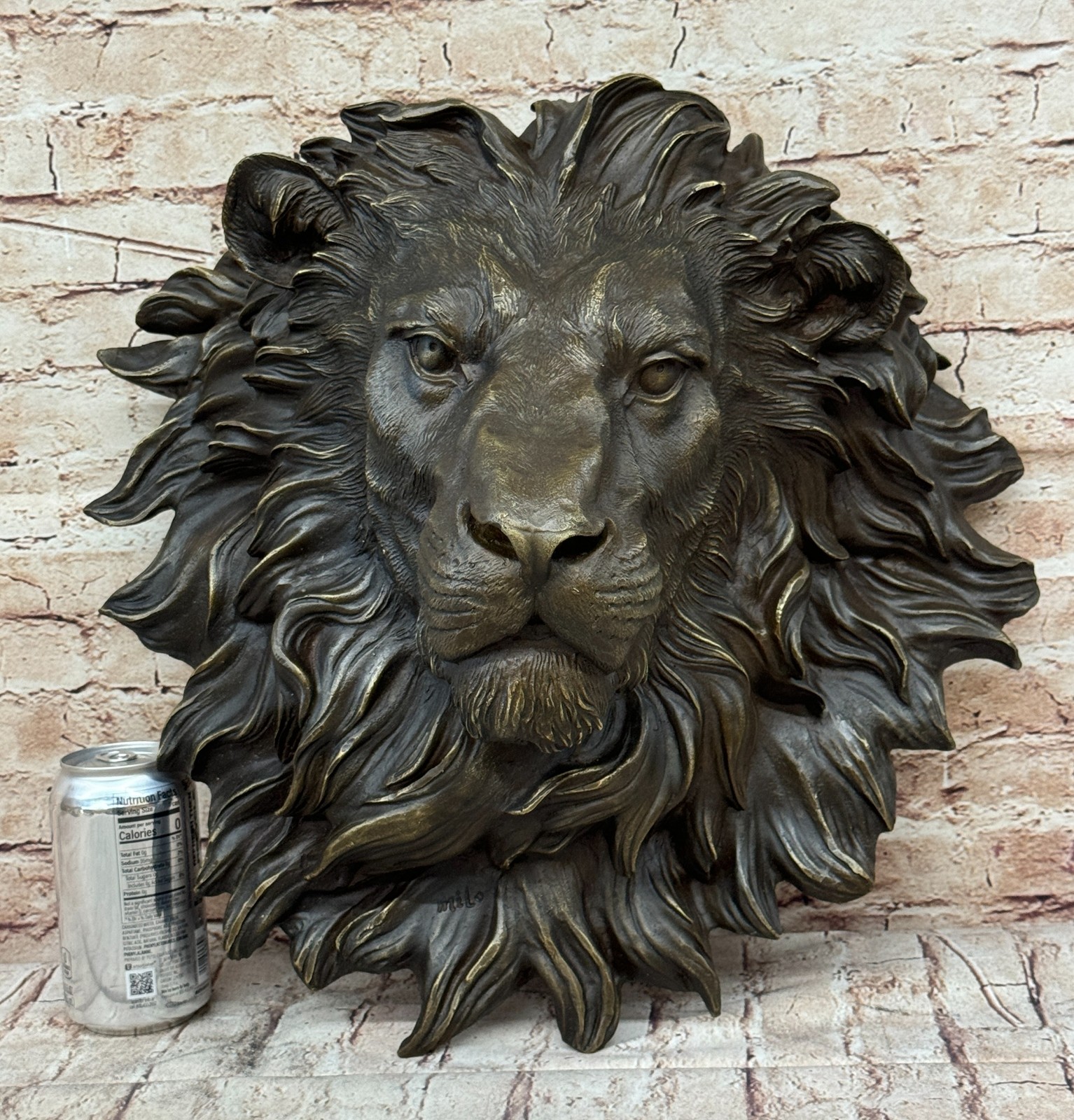 Wall Mounted Hanging Lion Head Bust Sculpture Decor Signed Original Milo 18"