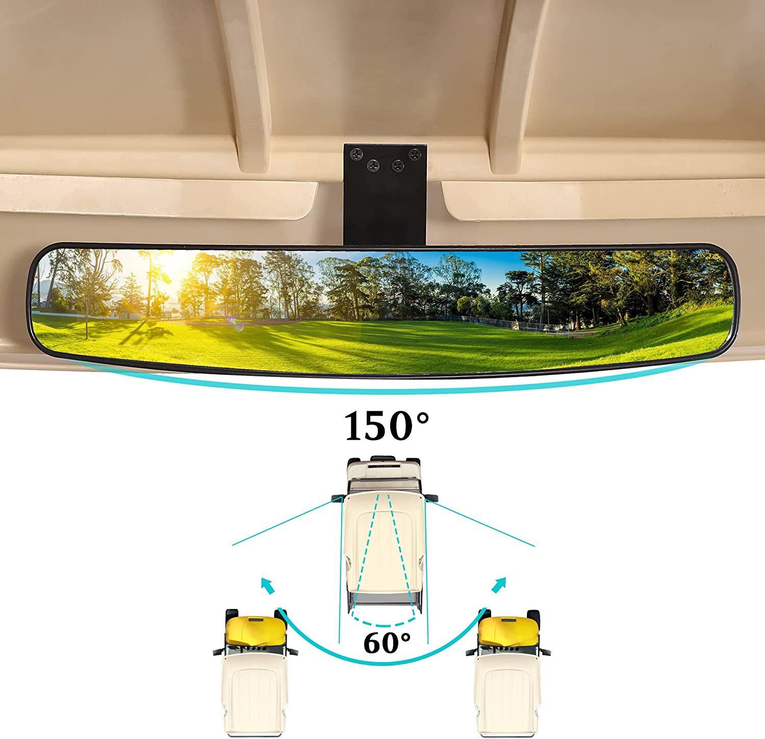 10L0L 270° Rotatable Golf Cart Mirrors,Rear View Mirror for EZGO Club Car Yamaha