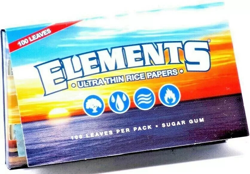 ELEMENTS Single Wide Rolling Papers Ultra Thin Rice 100 Leaves/Pack USA Shipped