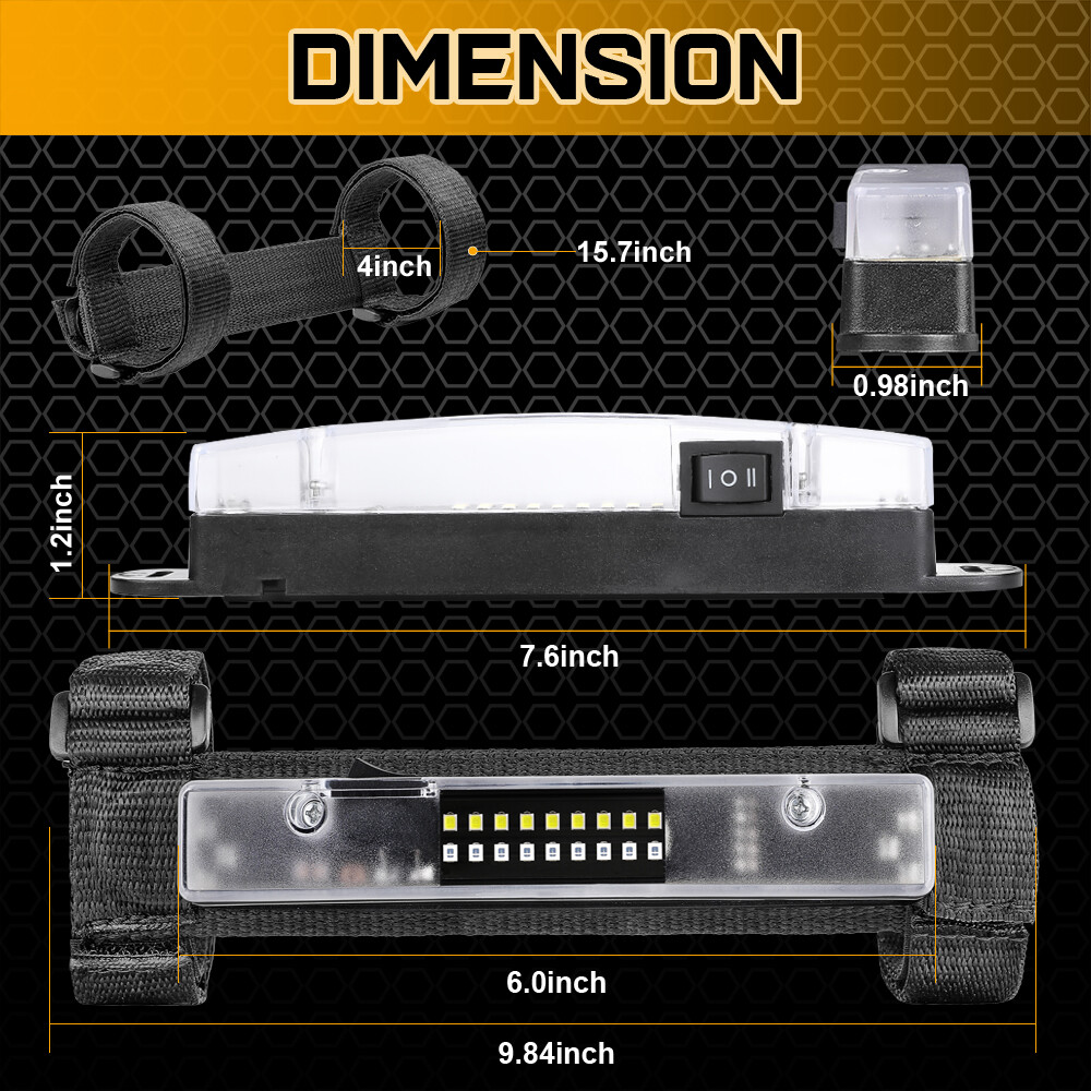 UTV LED Interior Dome Light Roll Bar Cage Mount Universal Polaris RZR Red&White