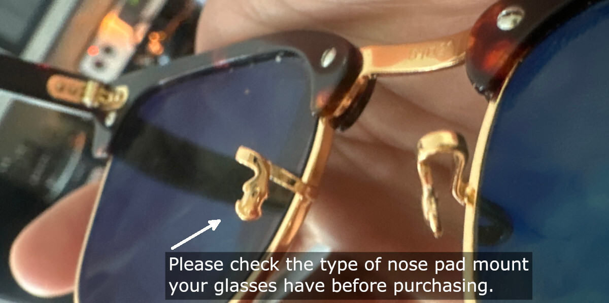 😎 2 Pair: Crimp-On Silicone Nose Pads Eyeglasses for Ray Ban RB Silver Clip 14