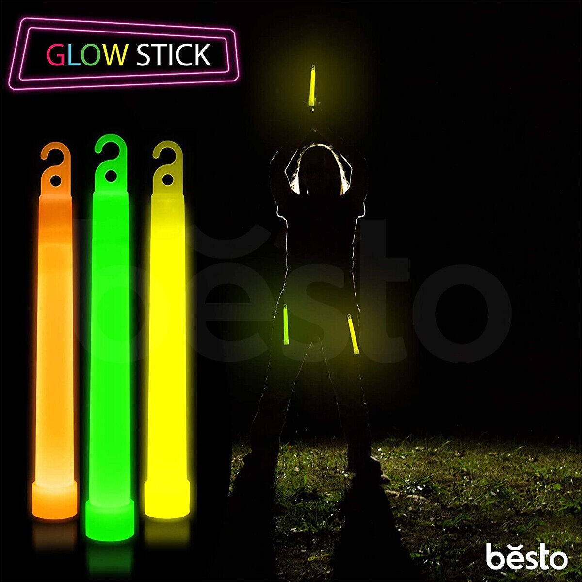 32 x Glow Sticks Party Pack Color Party Favors Safety Light 6 Inch Long
