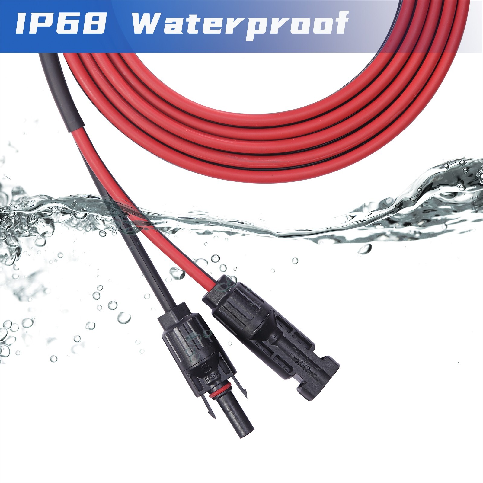 Solar Cable 5-50ft 2x12/10AWG, MC4 Connectors on One/Both Ends,for Solar Panels.