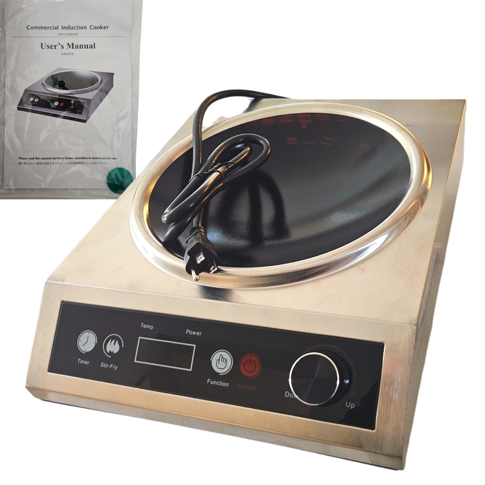 1800W Electric Wok Used for Home and Commercial,Induction Wok with Concave Surfa