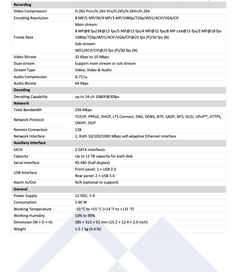 LTD8504D-ST 4CH 4K/8MP TVI/AHD/CVI/CVBS + 4CH IP Up to 4K/8MP Direct Search DVR