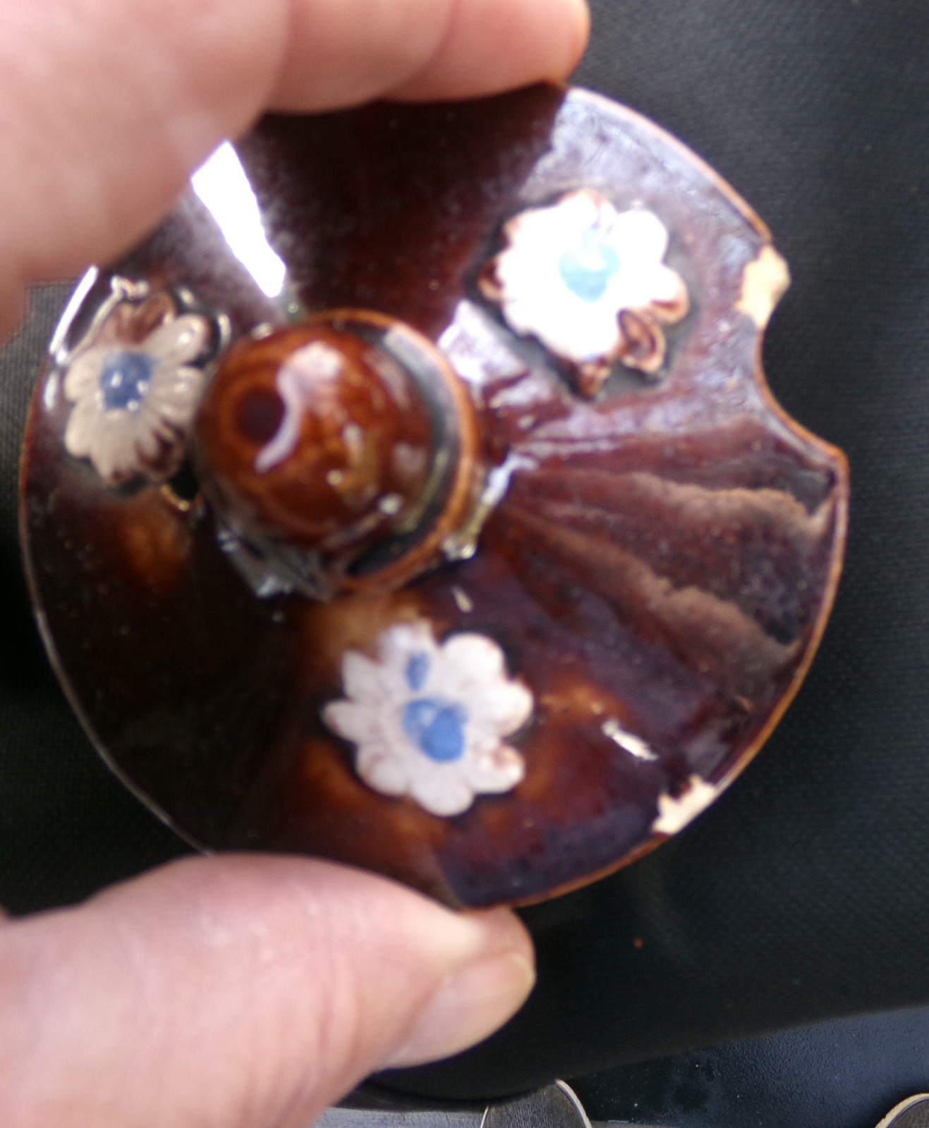 RARE MEASHAM BARGEWARE TEAPOT WITH LID UNDER PLATE "FORGET ME NOT 1907