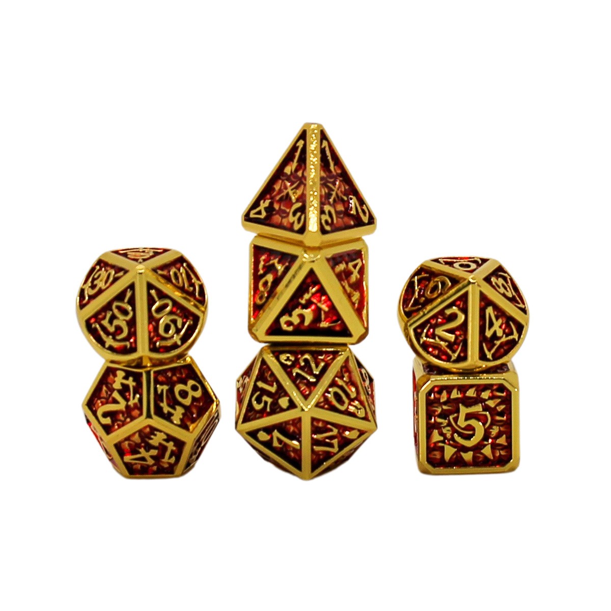 Seven Seas Pirates Metal Red and Gold Colored Dice Set with Display Box