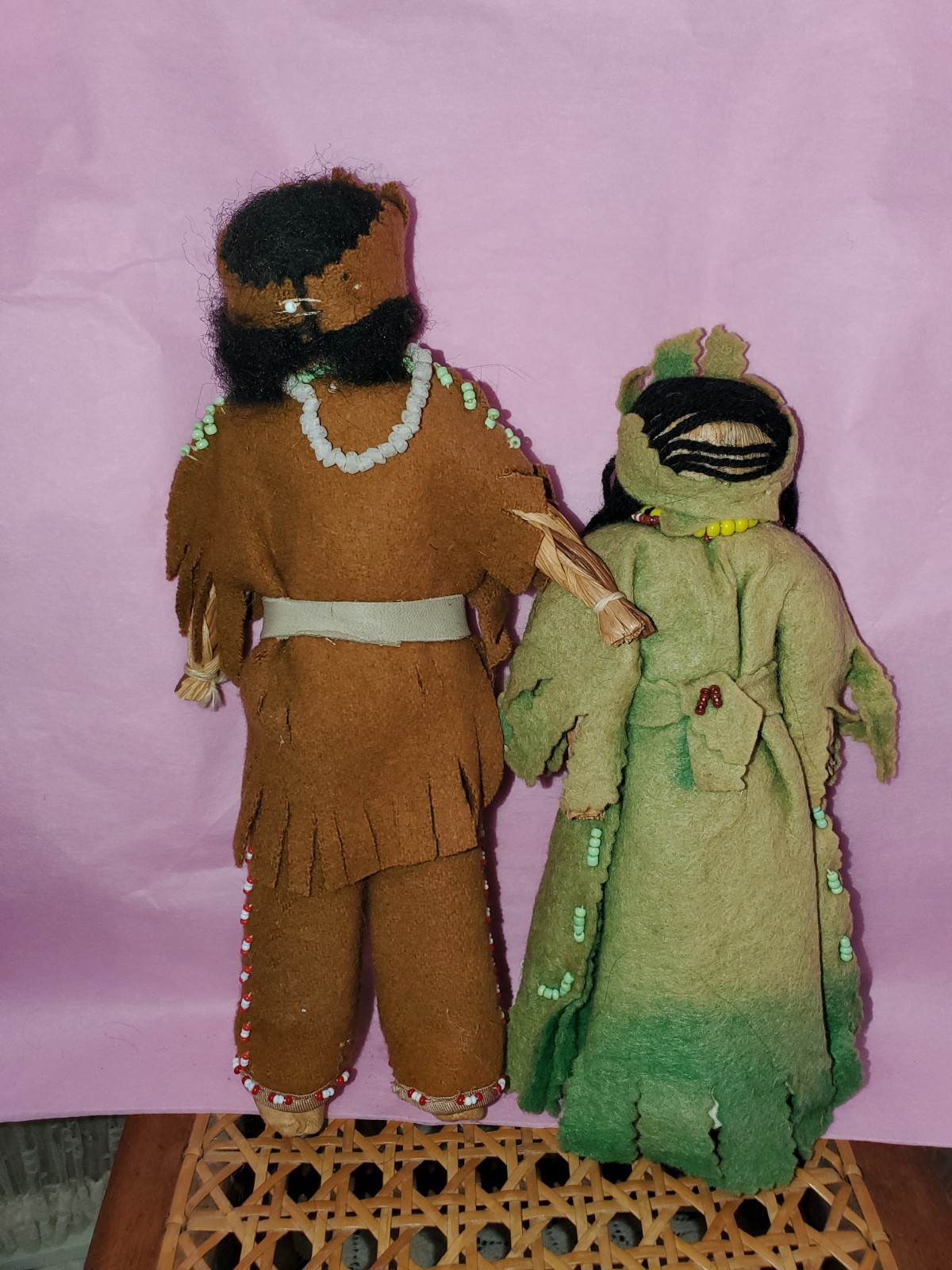 Iroquois Indian Cornhusk Doll Beaded Leather Authentic Native American Craft