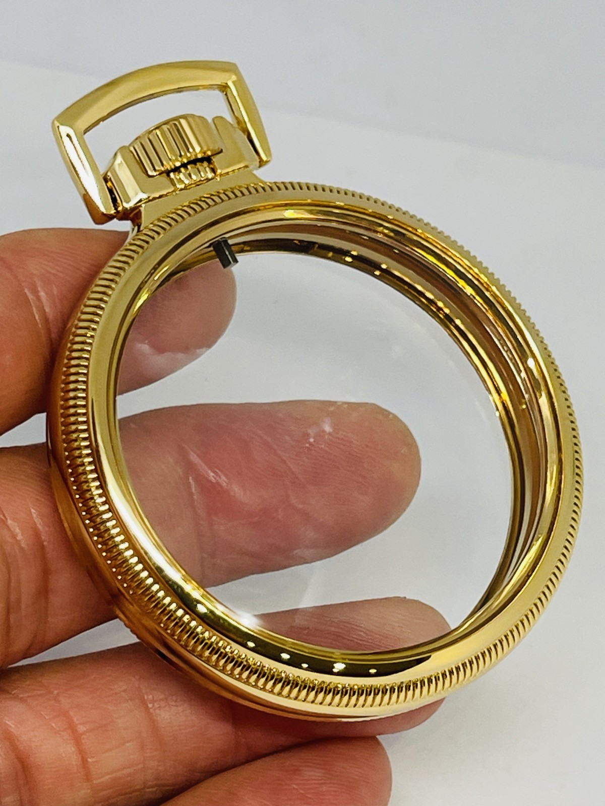 R2 Gold Plated Mainliner Size 16S Display Clear Back Pocket Watch Case