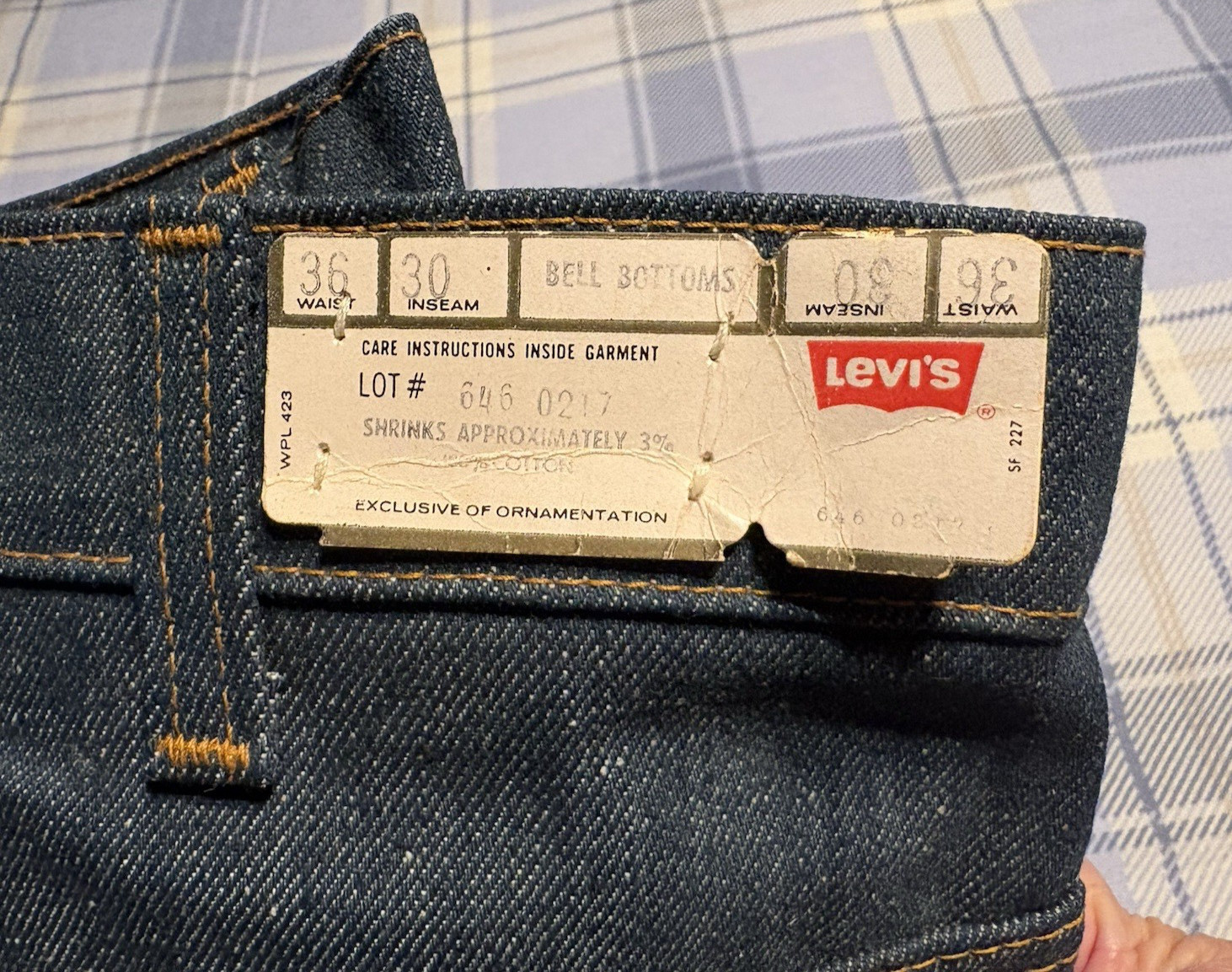 Vtg. Nwt Rare Levis Orange Tab 646 0217 Bell Bottom With Zipper 36X30 Flare Leg