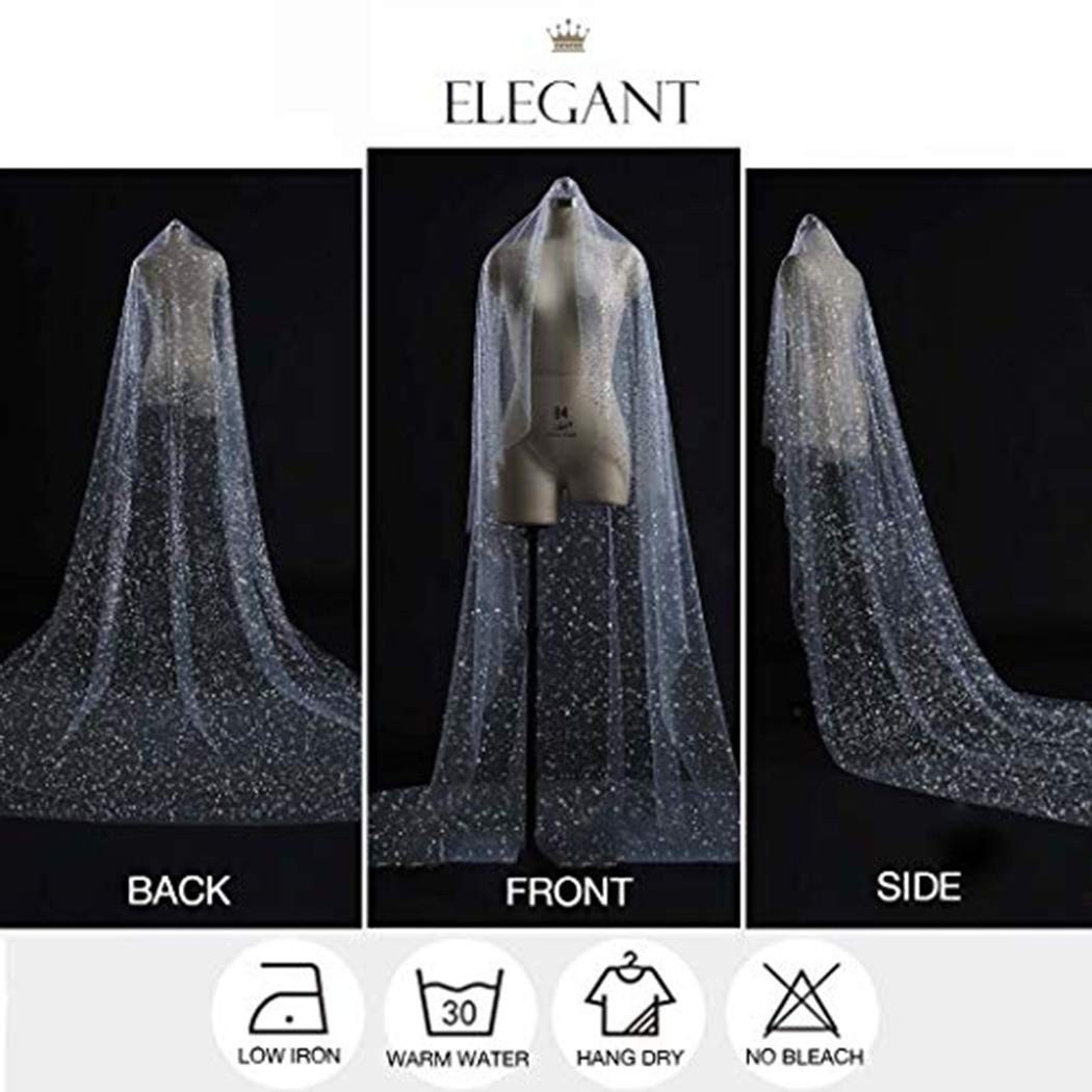 Sparkle Cathedral Wedding Veil Long Glitter Bridal Veils with Comb for Women ...