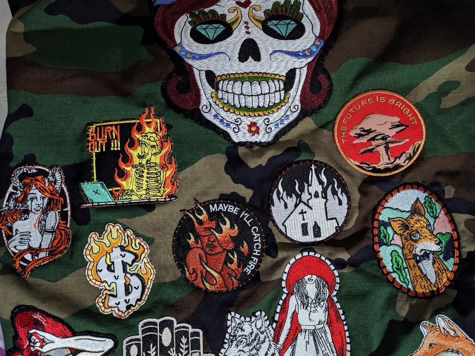 The Future is Bright Nuclear Bomb Mushroom Cloud Embroidered Iron On Patch 3.25"