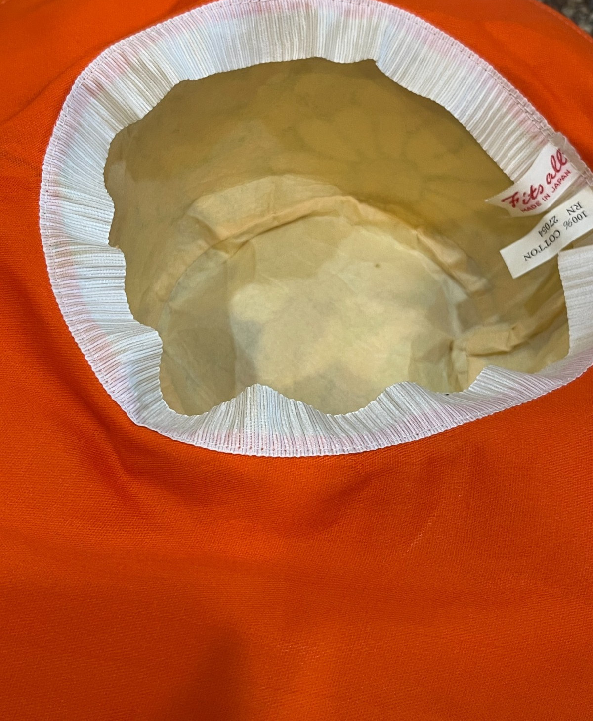 Groovy Vintage Fits All Japan Womens Floral Hat Cotton Bucket Floppy Orange Blue