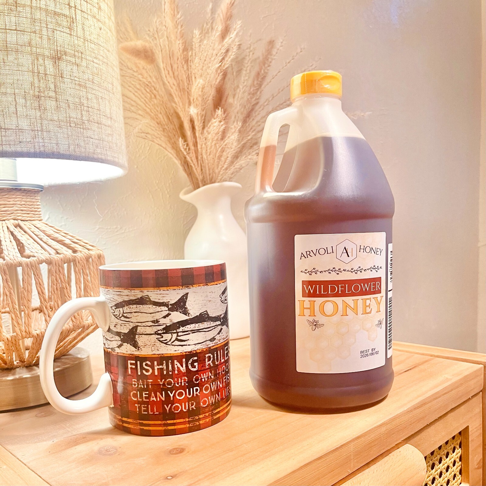 6 lbs of PURE Unfiltered Bulk Raw Wildflower Honey Jug - Half Gallon of Honey