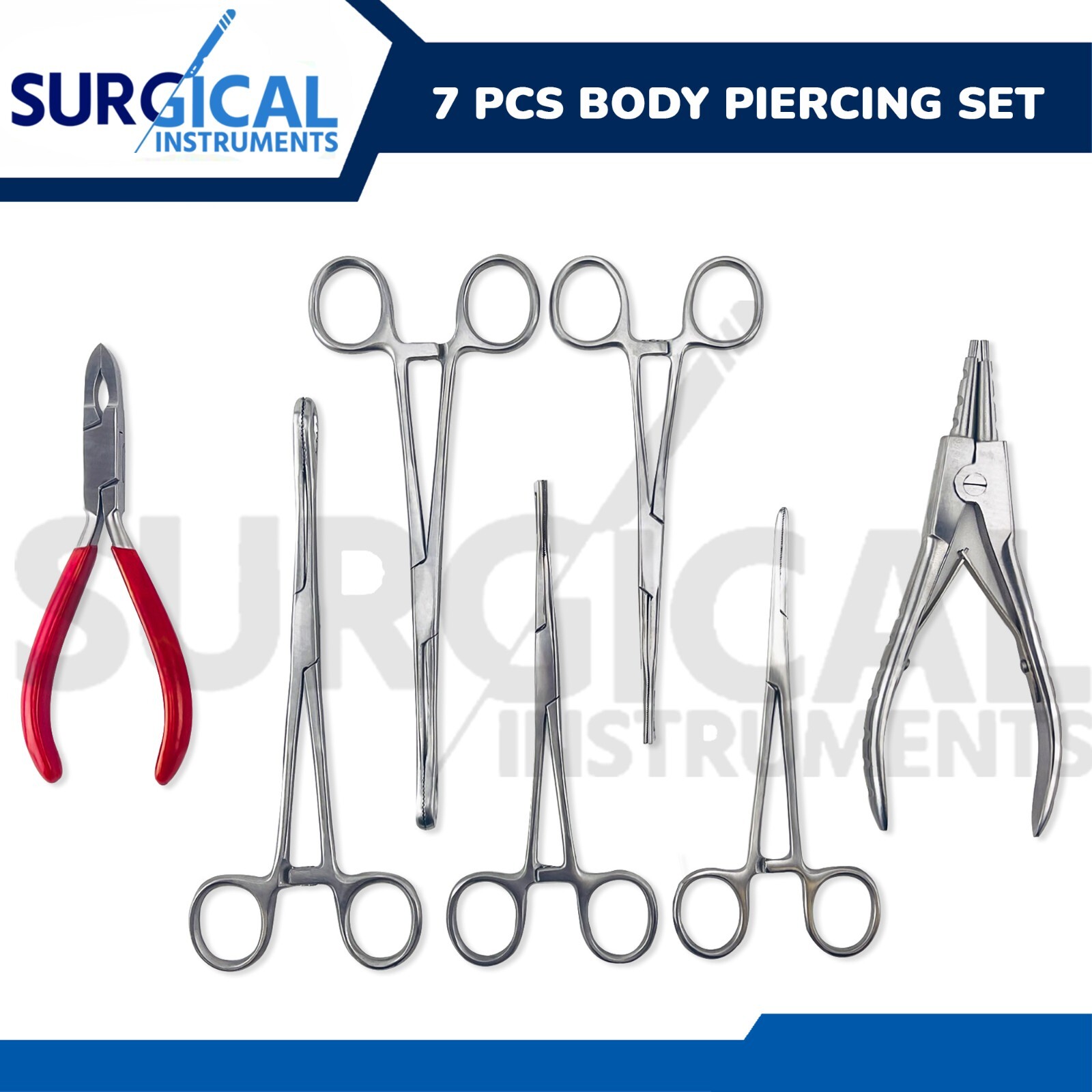 7 Body Piercing Instruments Kit Tools Pennington Forceps Stainless German Grade