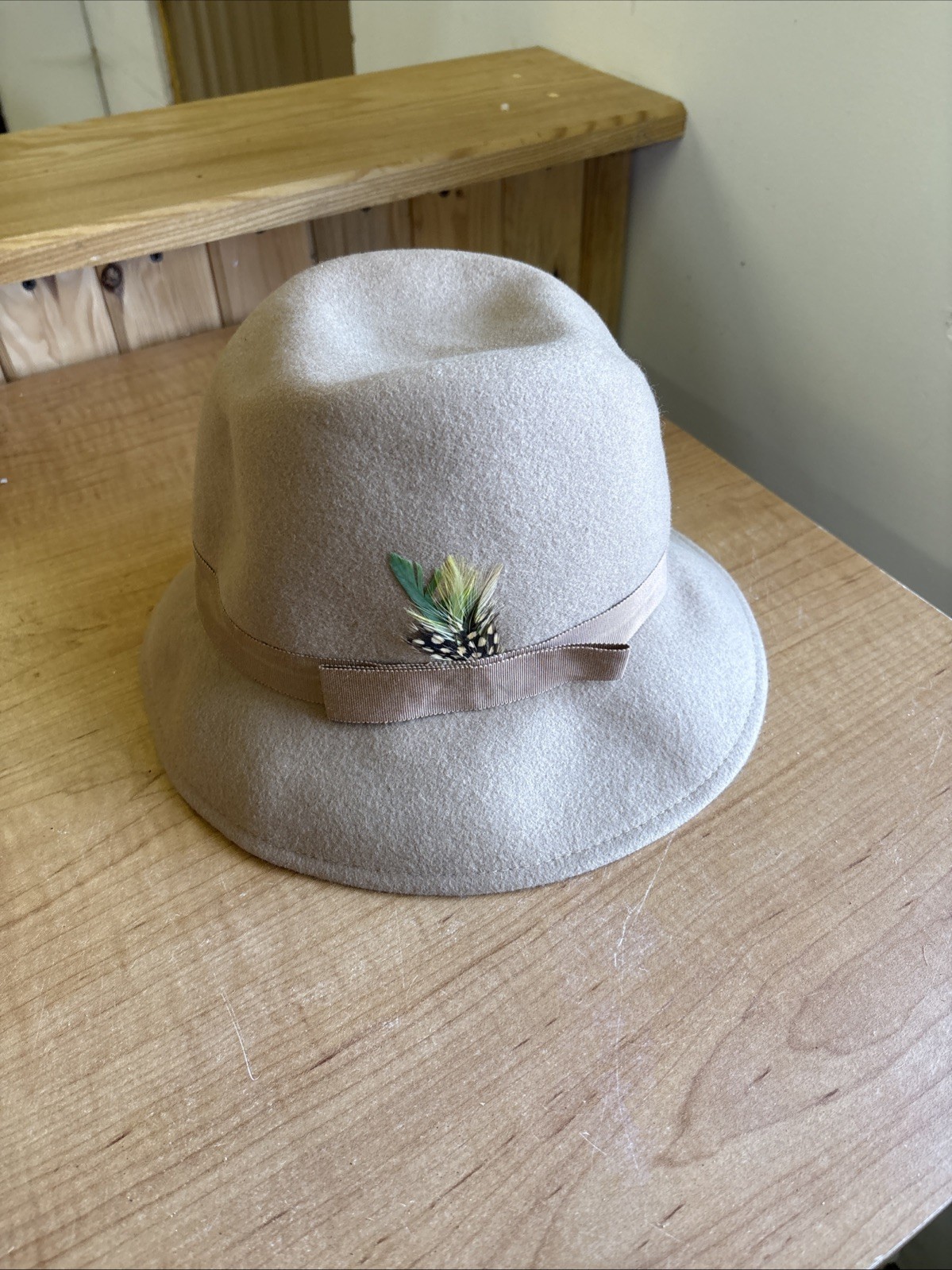 Vintage Women's Doeskin Felt Hat 100% Wool Geo. W. Bollman Feathers 🔥🔥🔥