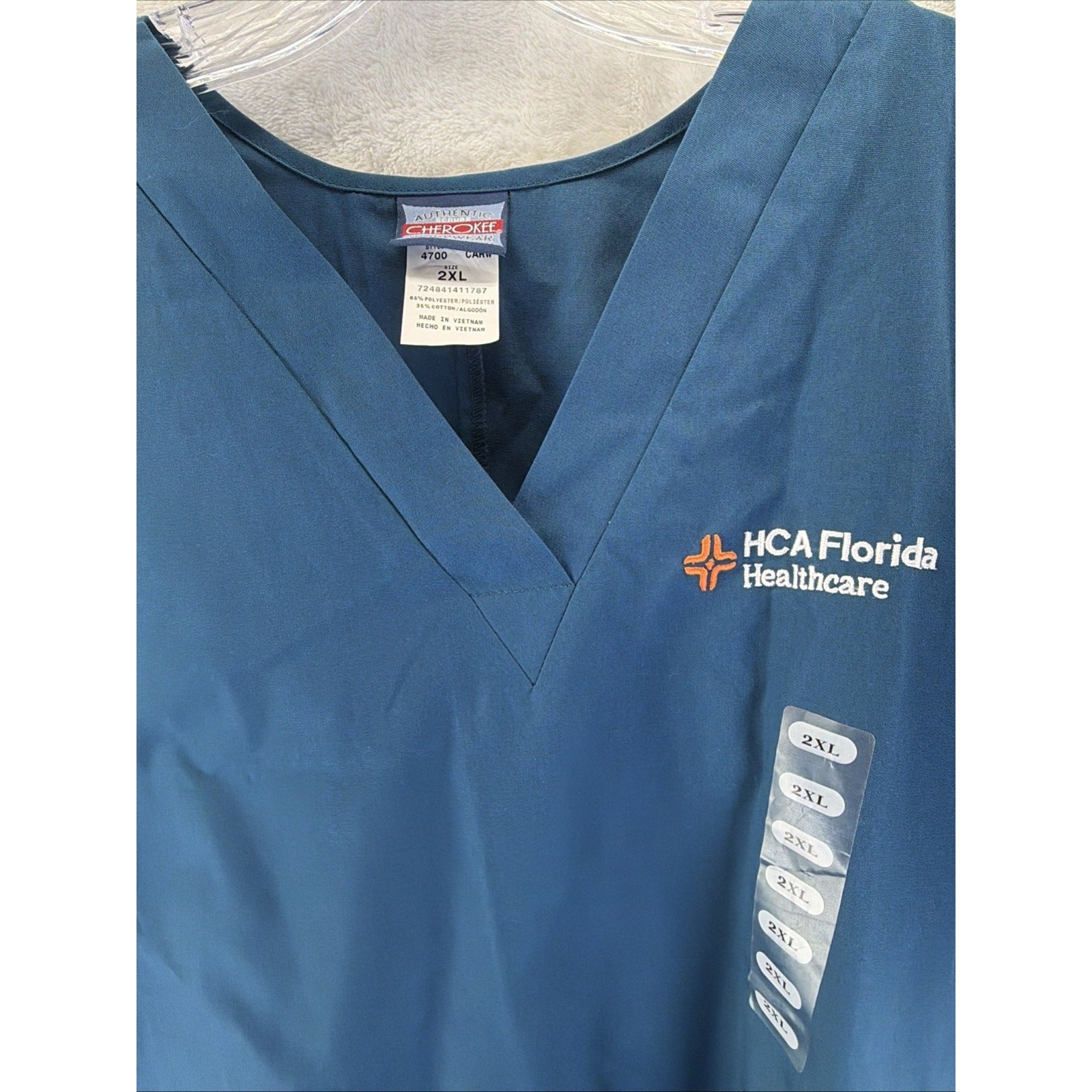 Cherokee Scrub SET XXL Medical HCA Florida Heathcare NWT Blue Top Pants 2xl