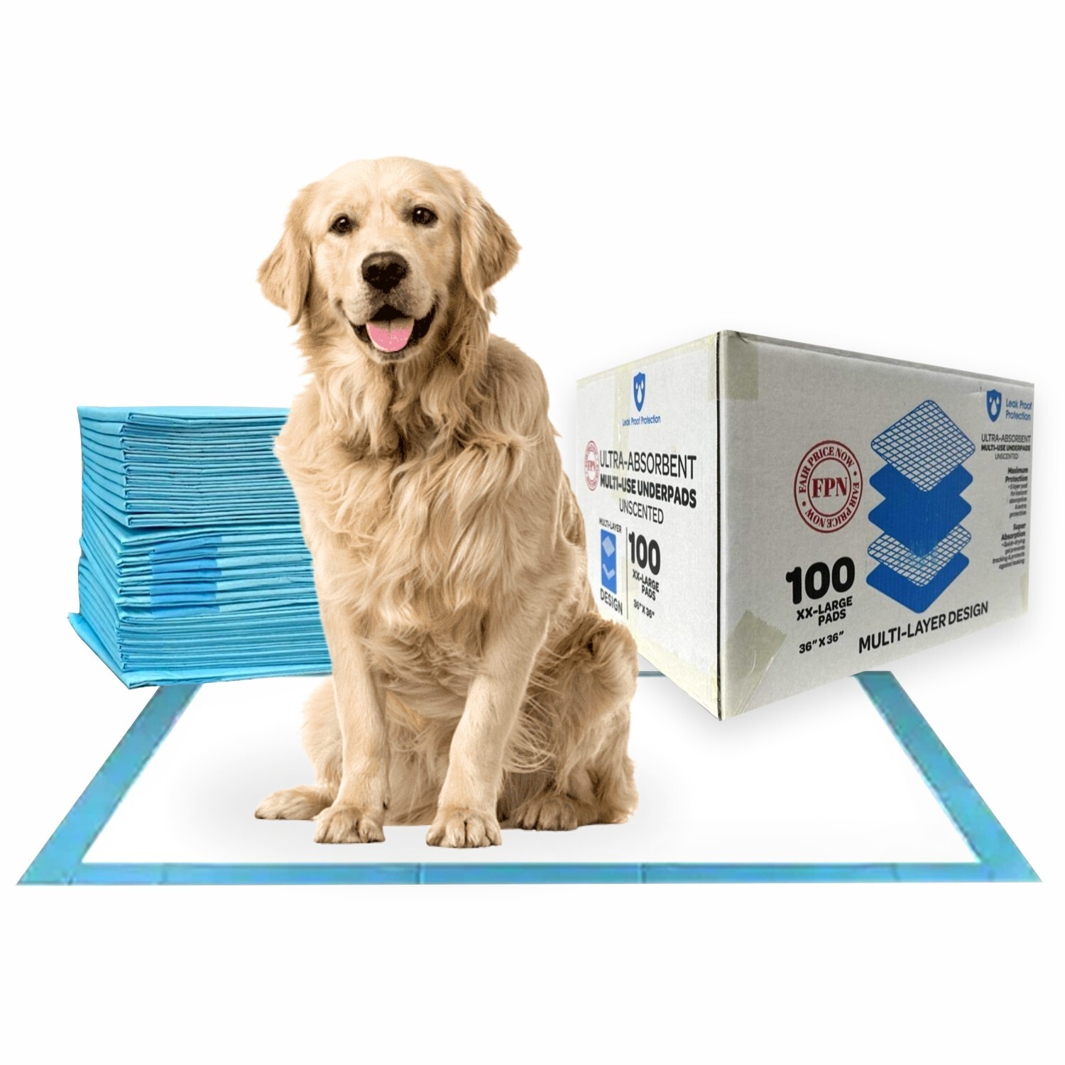 100 Pet Training Pads for Dogs 36x36" Unscented Ultra-Absorbent 2XL Potty Pads