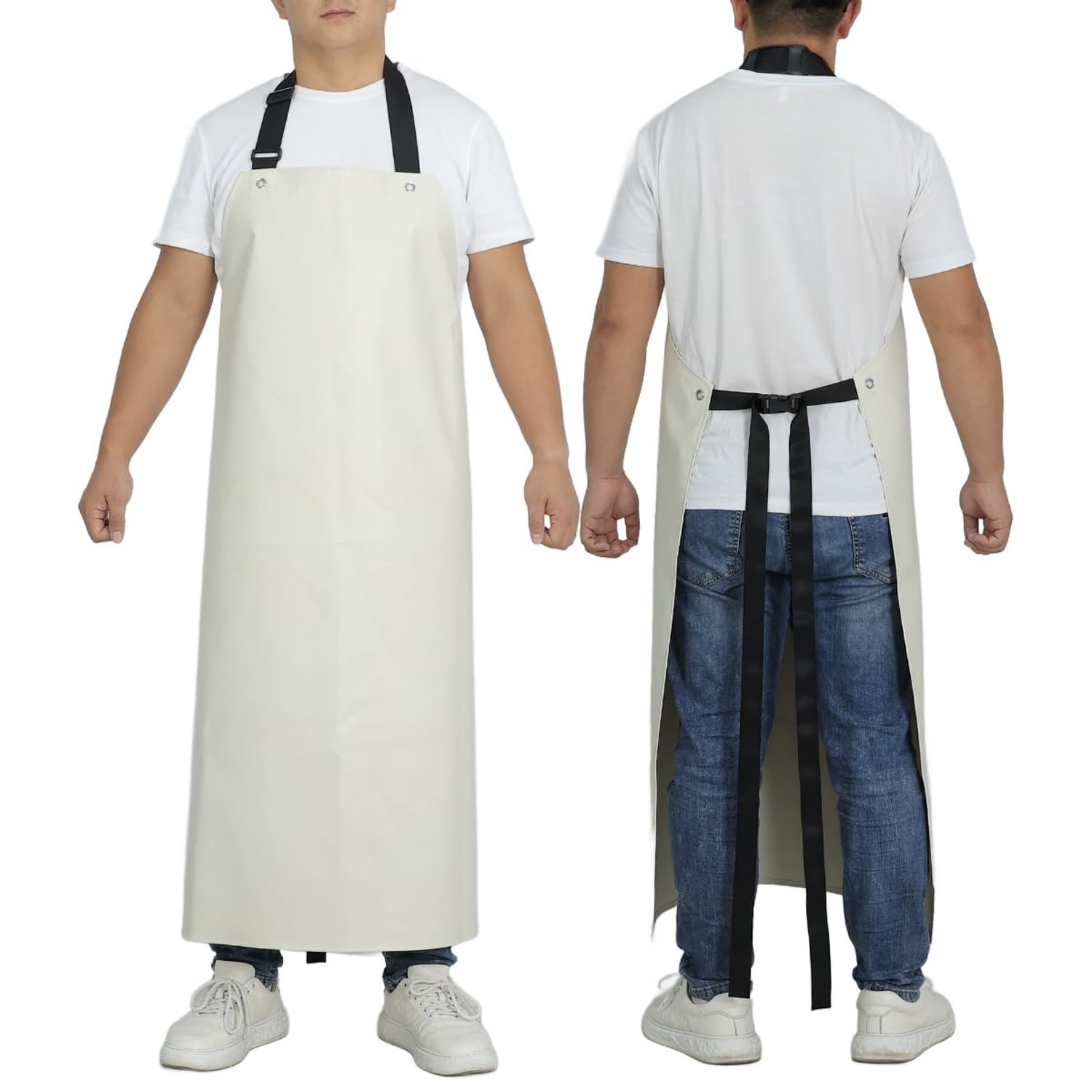 Thick Rubber Apron, Waterproof Apron Butcher Heavy Duty Chemical Resistant Ad...