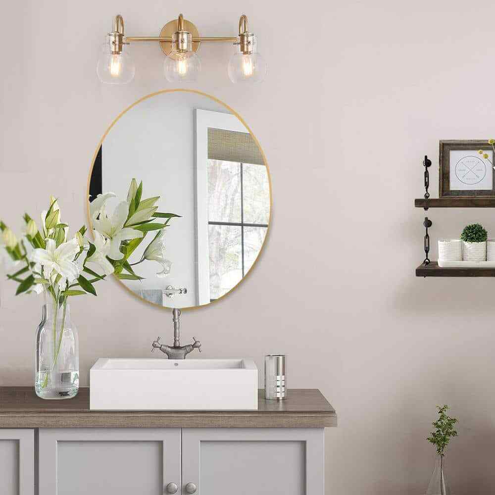 LNC Robb Modern 3-Light Gold Bathroom Vanity Light Interior Powder Room Lighting