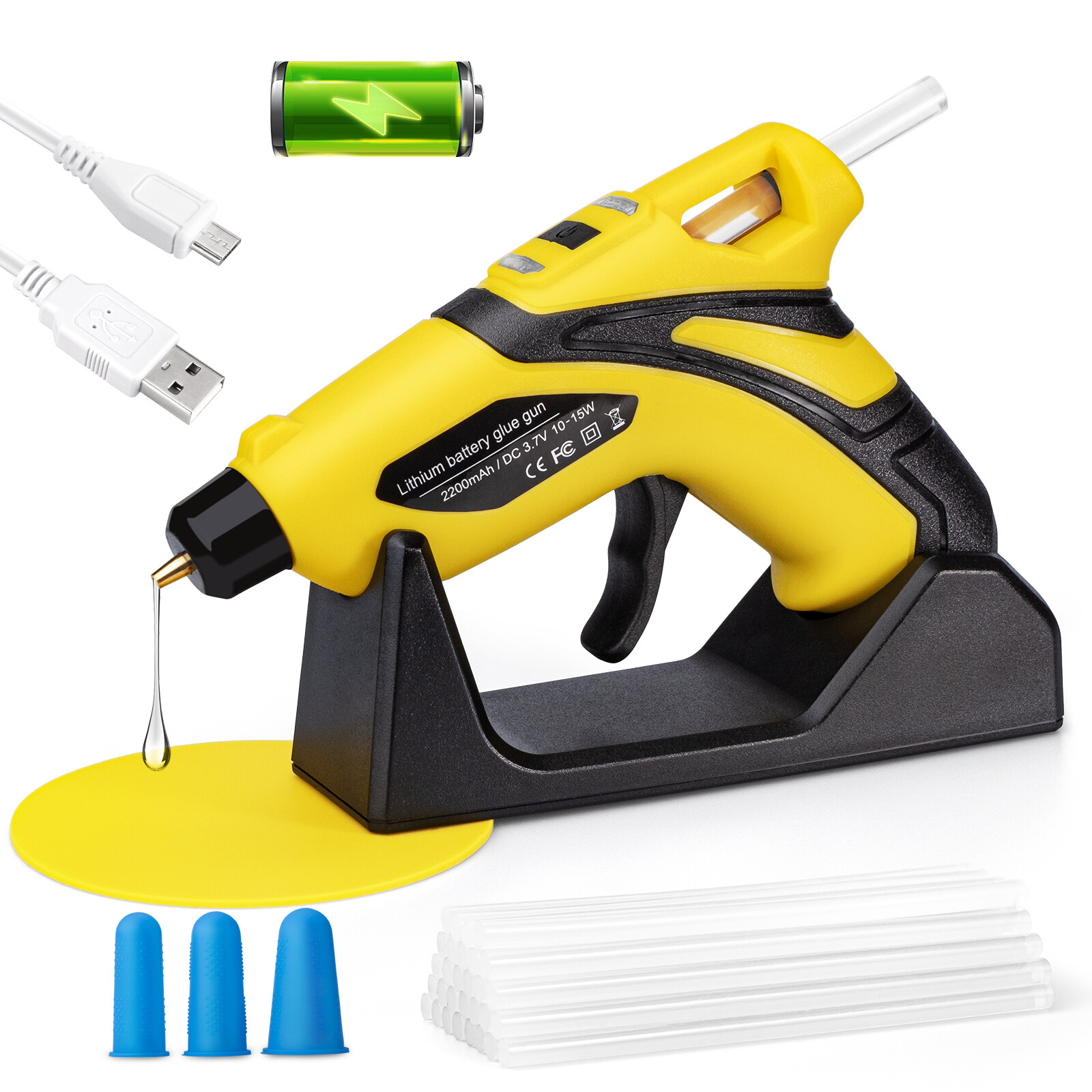 Rechargeable Cordless Fast Preheating Hot Glue Gun Kit with 30PCS Glue Sticks