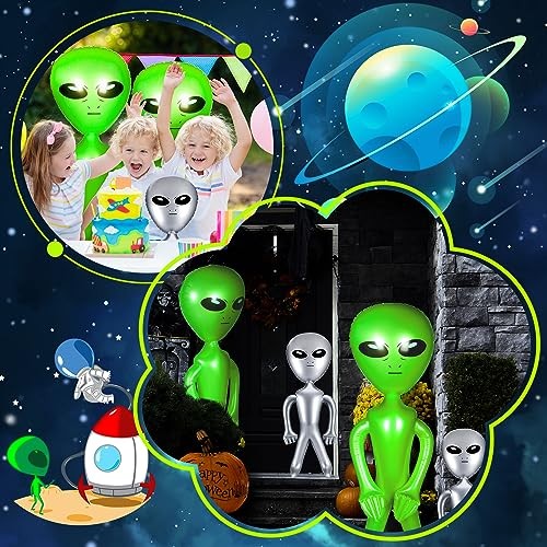 4 Pcs 63/35 Inch Halloween Giant Alien Inflatable Jumbo Blow up Green Alien