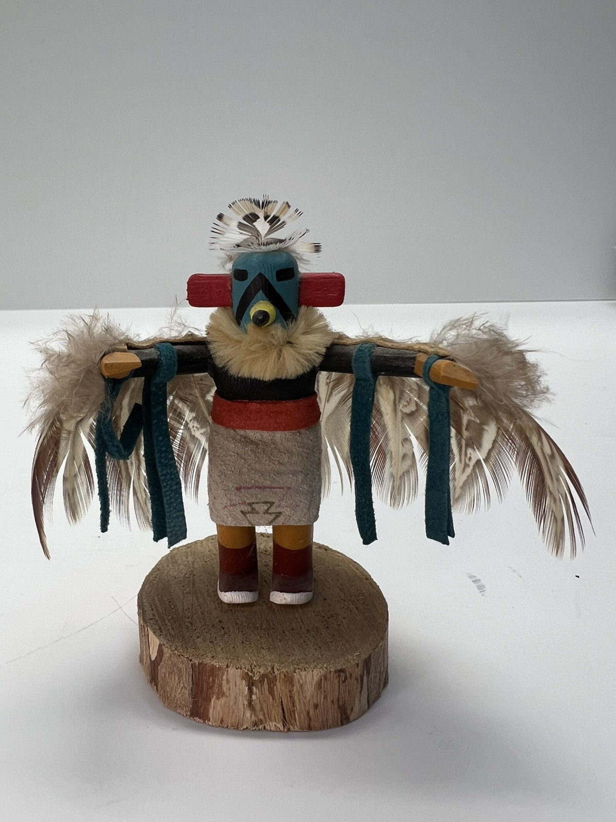 Native American Eagle Dancer VTG Kachina 4” Figurine Signed Lee Feathers