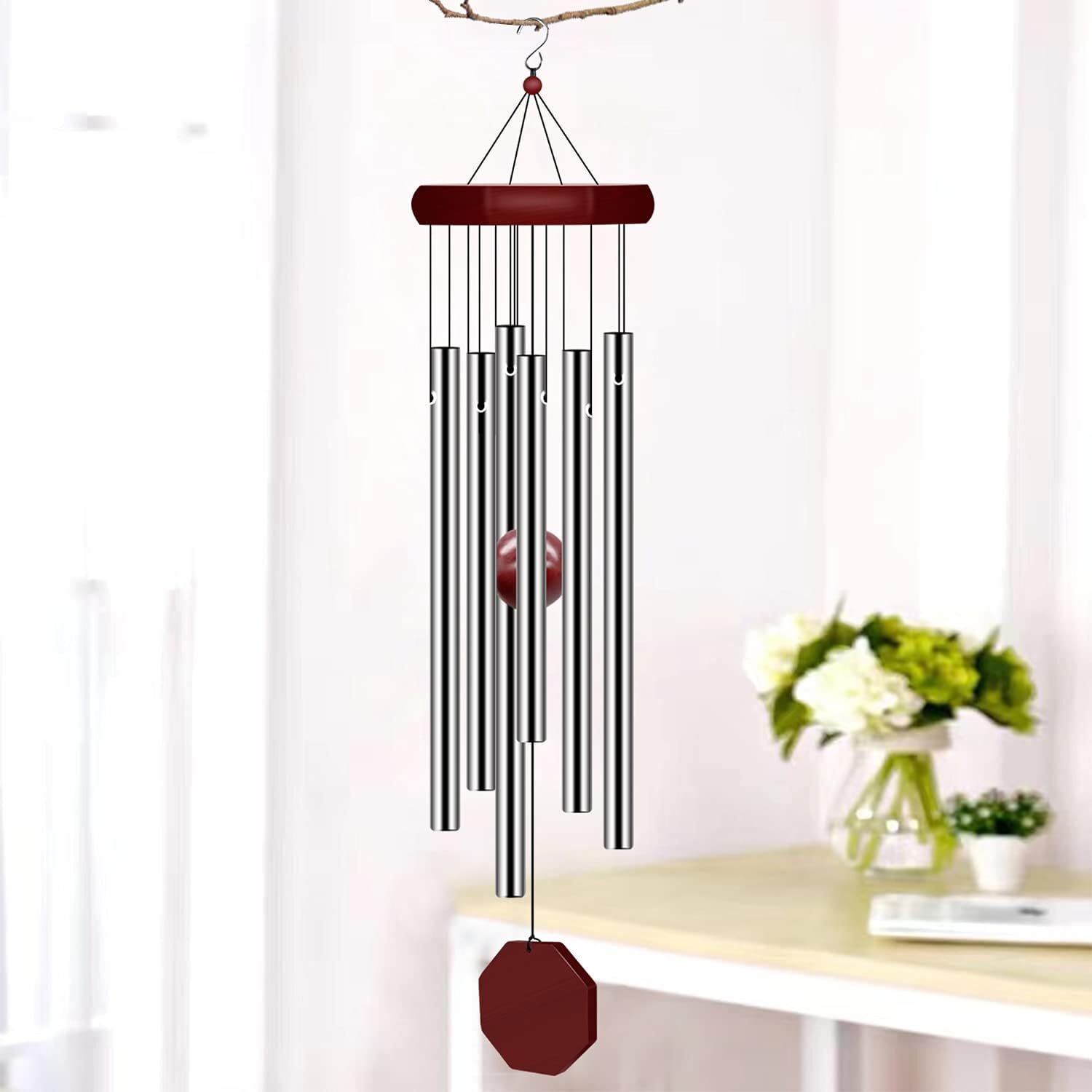 28" Wind Chimes Large Deep Tone Chapel Bells 6 Tubes Outdoor Garden Home Decor