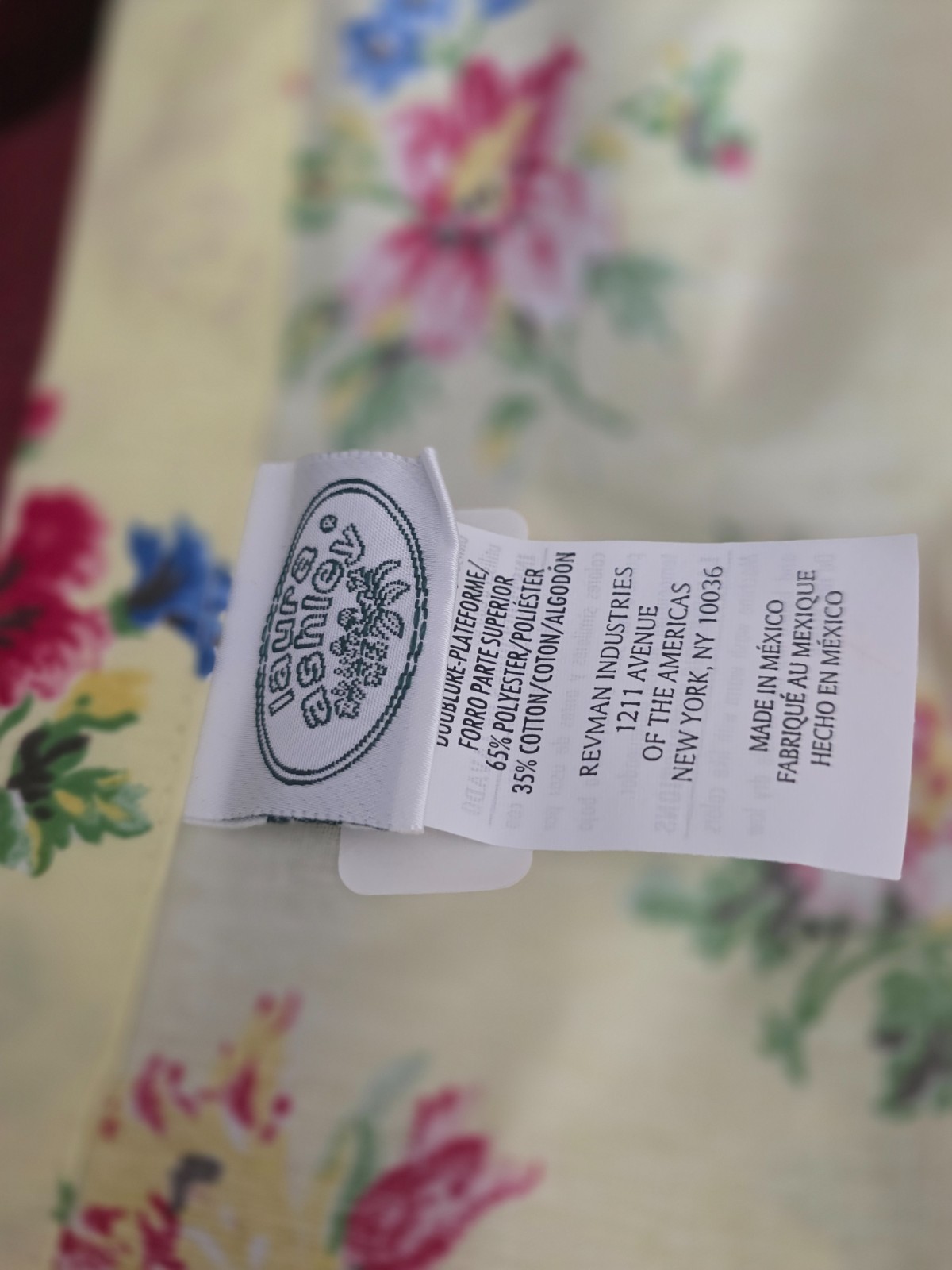 VTG NWOT LAURA ASHLEY KING BED SKIRT YELLOW FLORAL COTTON BLEND 14.5" DROP