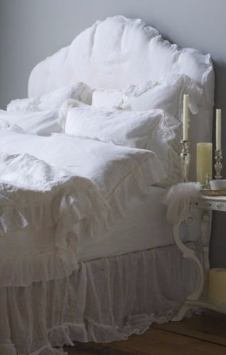 PIUBELLE PIU BELLE Portugal 3pc Shabby French RUFFLED White Duvet Set - QUEEN
