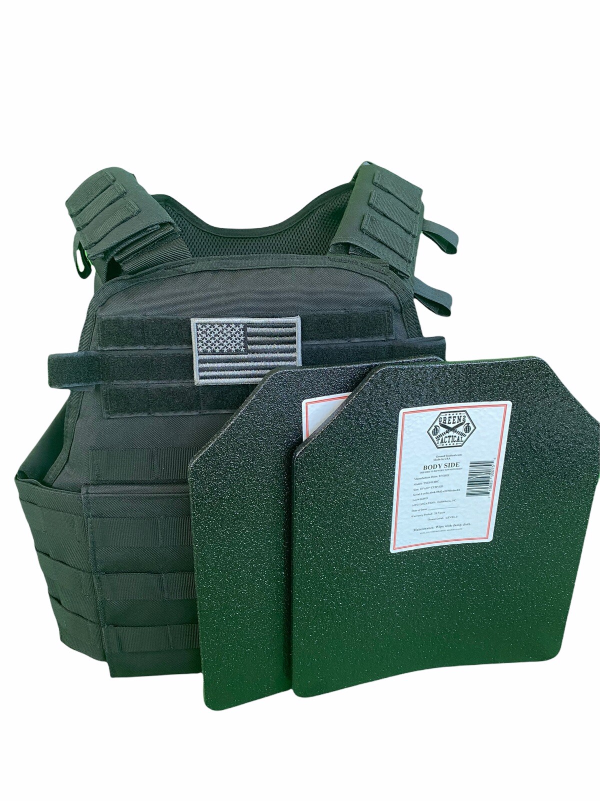 *NEW: Black Tactical Vest Plate carrier w/ 2 Curved 10x12 Plates