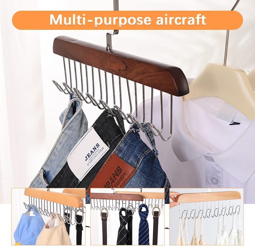 4 Pack Tie Rack Hanger with 8 Metal Hooks, Space Saving Necktie Organizer for Me