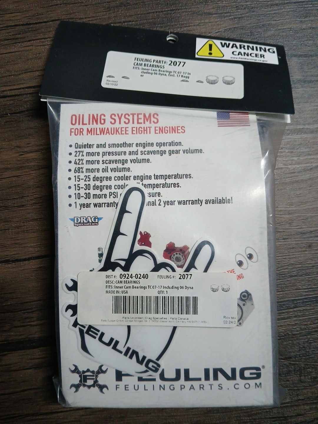 Feuling - 2077 - Camshaft Inner Bearing 0924-0240 Harley Twin Cam 2007-2017