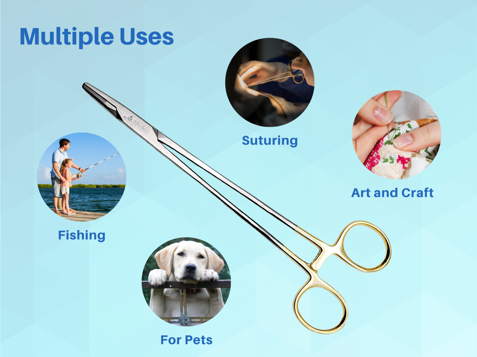 Mayo Hegar Needle Holder 8" Surgical Needle Driver with Tungsten Carbide ARTMAN