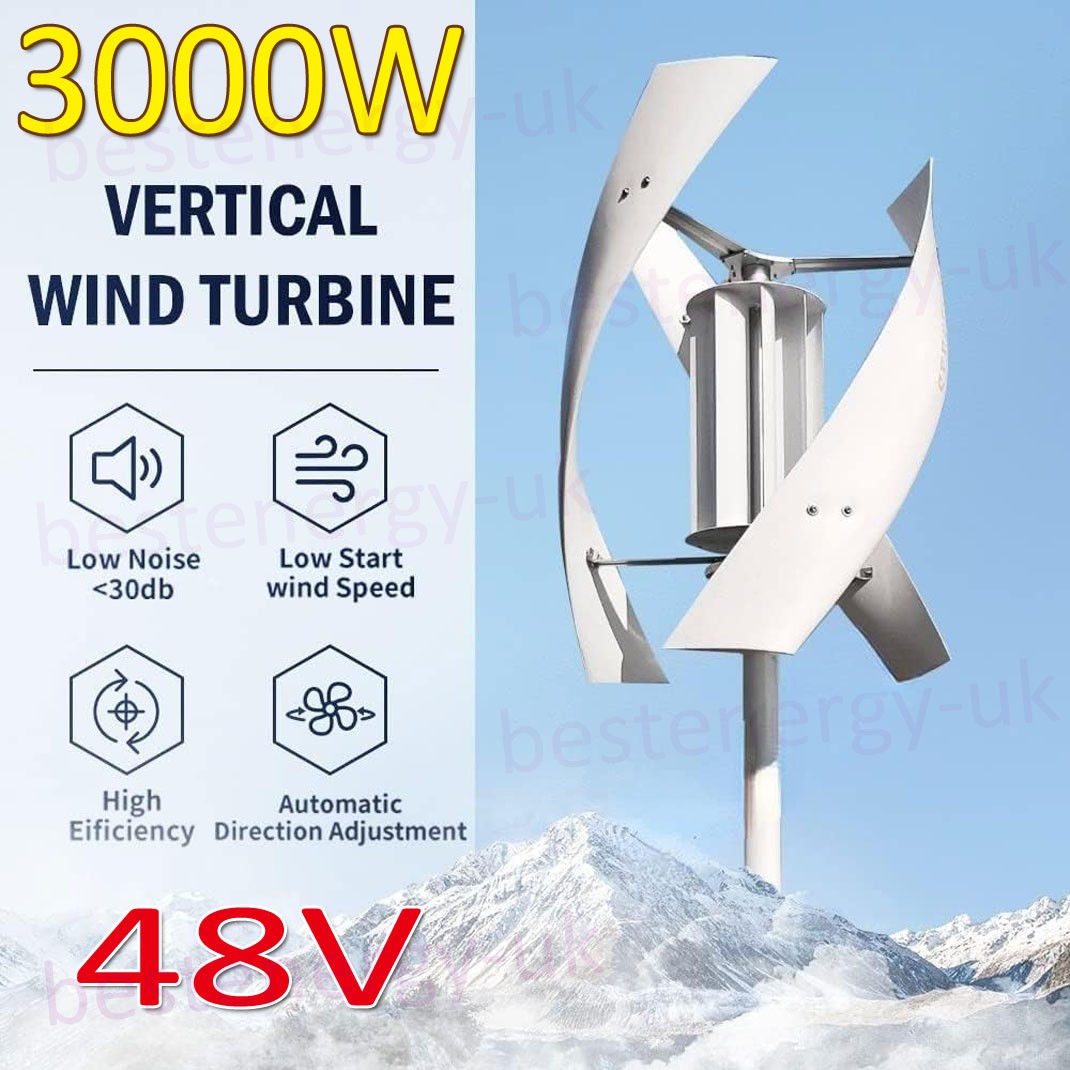3000W Vertical Wind Turbine Generator Hybrid MPPT Controller 48V Windmill Motor