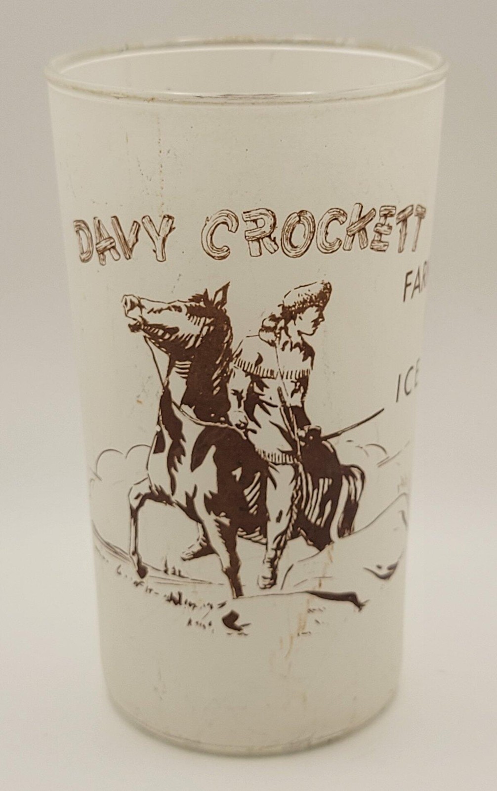 Vintage Davy Crockett Farmers Dairy Souvenir Glass Milk Winston Salem NC