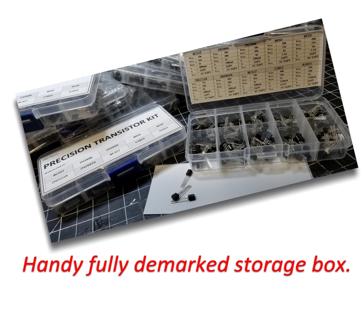 200pcs NPN / PNP 10 Value Precision Transistor Assortment Kit