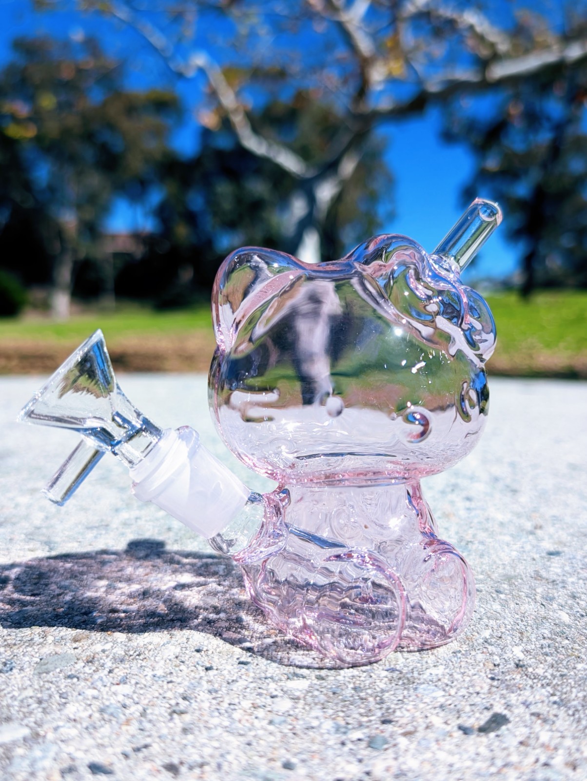 4.5 Inch Cute Pink Kitty Glass Bong Quality Tobacco Smoking Water Pipe Hookah