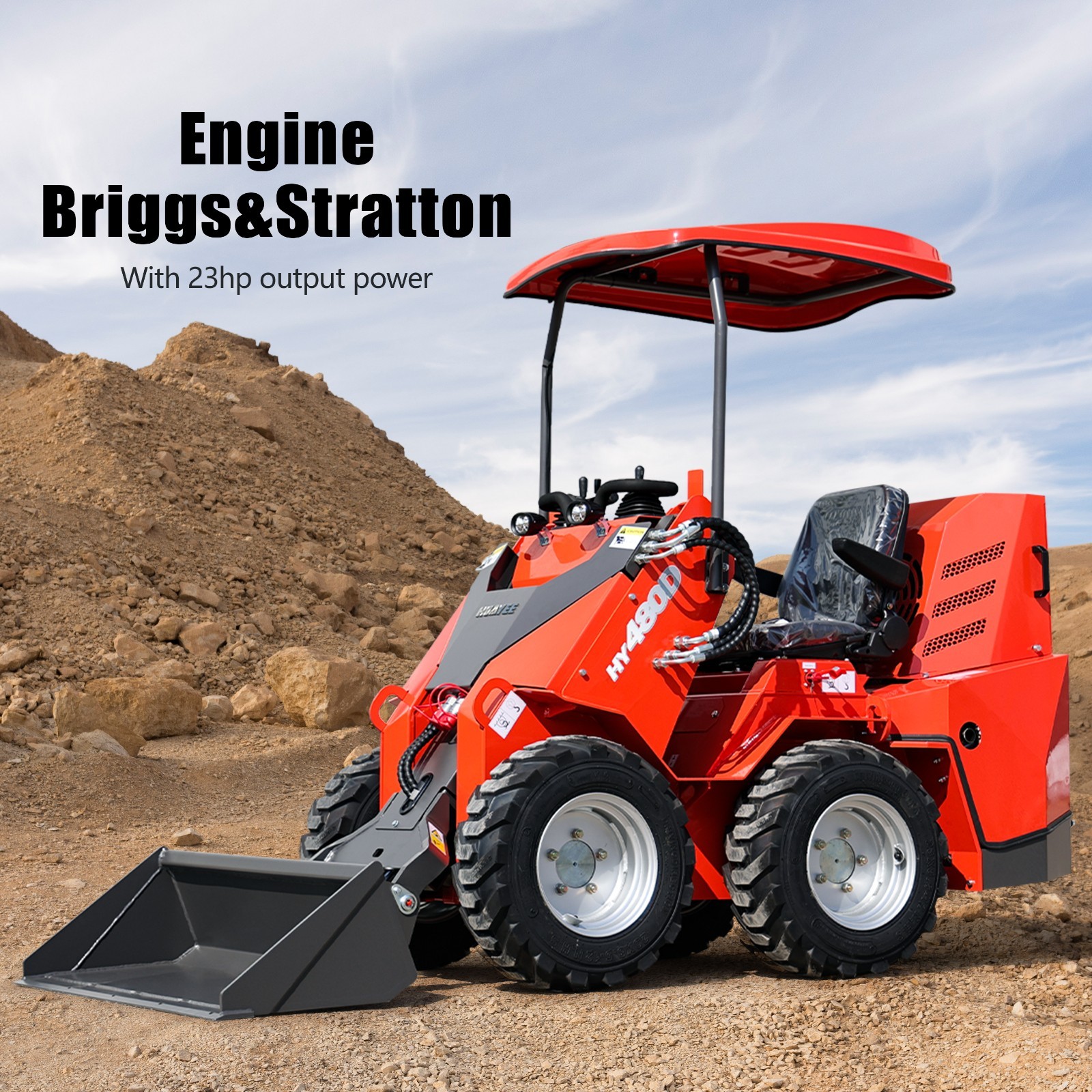 B&S 23HP Ride-On Wheeled Mini Skid Steer Loader with EPA Engine