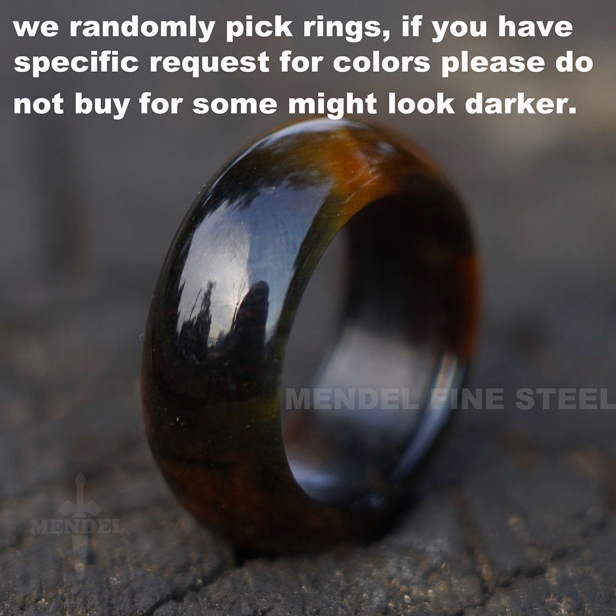 MENDEL Mens Gemstone Tiger Eye Stone Band Ring For Men Women Size 7 8 9 10 11 12
