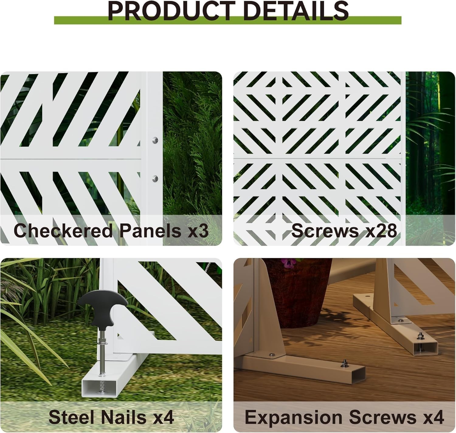 72" H Metal Outdoor Privacy Screen,Patio Balcony Freestanding Decorative Panel