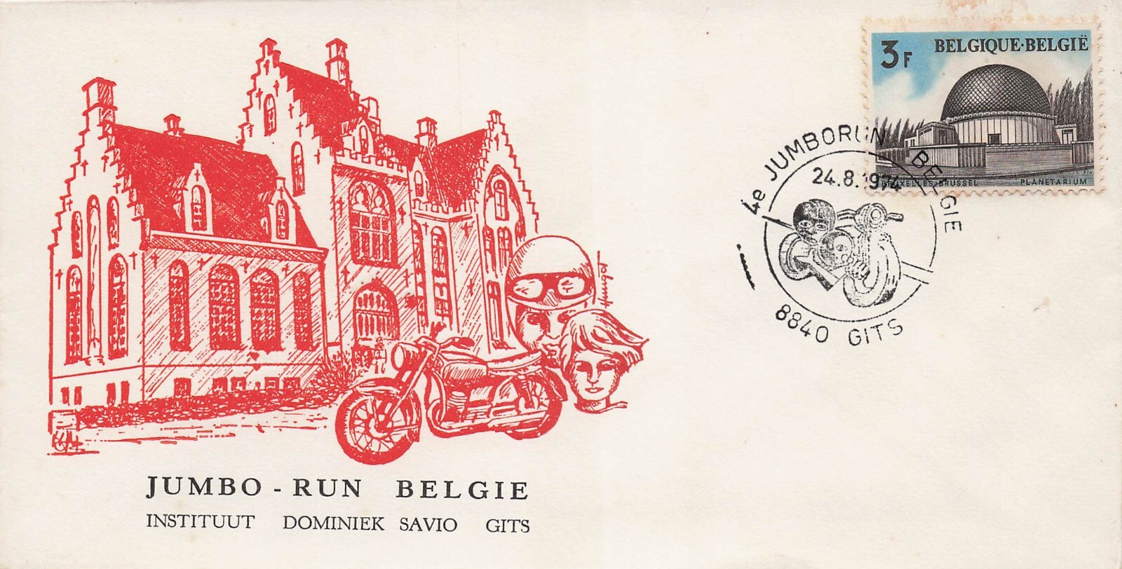 1974 Motorcycle Moto Guzzi V7 Jumbo Run Belgium Cachet Cover CV05